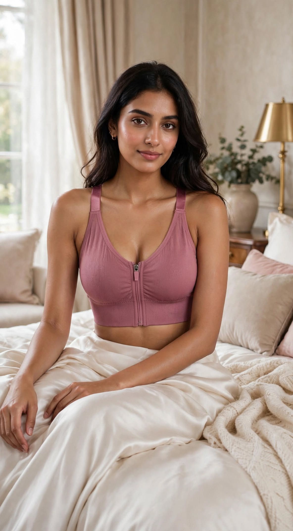 NeedNight CloudComfort Zip-Luxe Bra - Dusty Rose